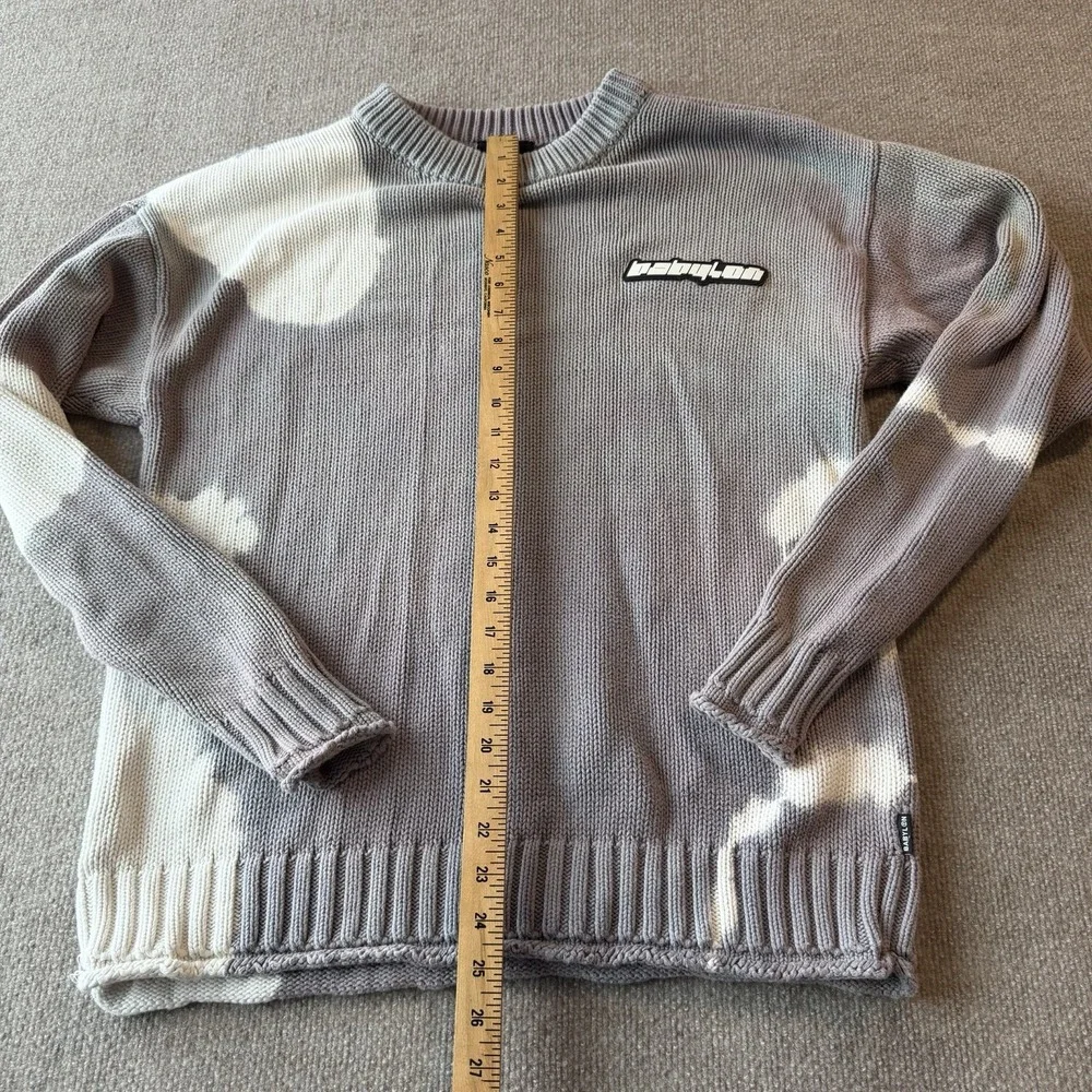 Babylon Gray/White Cotton Sweater Men's‎ Size Medium Y2K